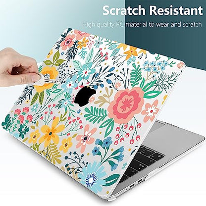 TWOLSKOO for MacBook Air 13 inch Case M5 2026 M4 2025 M3 M2 2024-2022 A3449 A3240 A3113 A2681, Plastic Hard Shell & Keyboard Cover & Screen Film for MacBook Air 13.6 inch Case, Abstract Flower - color: Abstract Flower