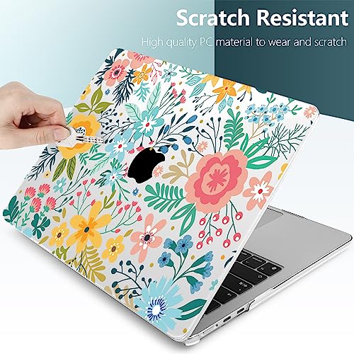 TWOLSKOO for MacBook Air 13 inch Case M5 2026 M4 2025 M3 M2 2024-2022 A3449 A3240 A3113 A2681, Plastic Hard Shell & Keyboard Cover & Screen Film for MacBook Air 13.6 inch Case, Abstract Flower - color: Abstract Flower