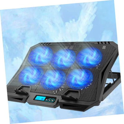 HOMSFOU Laptop Cooling Pad with 6 Quiet Fans 15.6 Inch Adjustable Speed Blue Light Laptop Stand Cooler for Gaming and Office Use