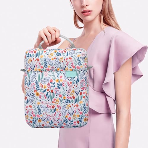 TiMOVO 9-11" Tablet Sleeve Bag Carrying Case with Strap, Flowers | Fits iPad A16 11", Pad Air 11/5th & 4th 10.9", 10th Gen/10.2", Galaxy Tab A11 Plus, Multi-Pocket, Handle, Padded Protection - color: Flowers, size: 9-11