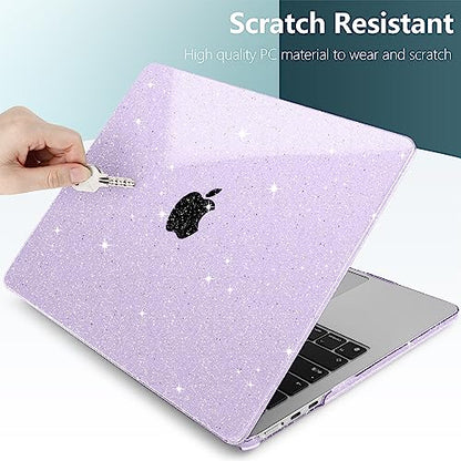 Clear Glitter Case for MacBook Air 15 Inch M5 M4 M3 M2 (2026-2023) A3448 A3241 A3114 A2941, Protective Hard Shell Cover Compatible with Touch ID & Liquid Retina Display - Star Purple - color: Star Purple