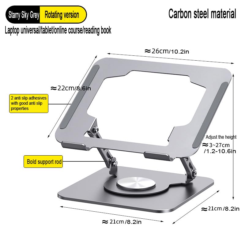 Adjustable Laptop Stand，Laptop Stand with 360 Rotating Base，Ergonomic Notebook Stand, Foldable Portable Notebook Stand Suitable for laptops/Tablets.