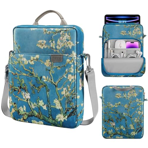 MoKo 13 Inch Tablet Sleeve Bag Carrying Case with Shoulder Strap Handle | Fits iPad Pro 13-inch M5, iPad Air 13-inch M4/M3, iPad Pro 12.9 M2/M1 and Tab S8+/S9+ 12.4, Apricot Flower - color: Apricot Flower, size: 12.9 inch