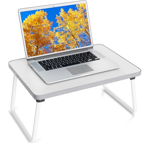 Lap Desks Laptop Tray for Bed or Couch,Portable Breakfast Serving Tray with Folding Legs,Foldable & Lightweight Mini Table, Laptop Stand for Working, Reading and Writing,White - color: White