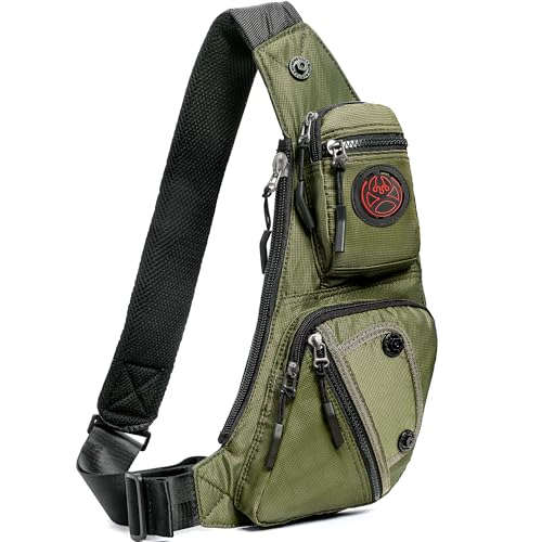 NICGID Sling Bag Chest Shoulder Backpack Crossbody Daypack for Men Women | Travel Outdoor Hiking Concealed Carry Fishing Fanny Tool Small Casual - color: Army Green-2620n