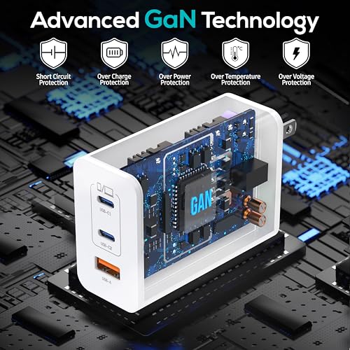 TT&C USB C Charger Block 100W (Total Output), 3-Port GaN PPS Fast Charging Station, Type C Plug Brick Compatible with iPhone 17 16 15 Pro Max, MacBook Air, iPad, Galaxy S26/S25/S24