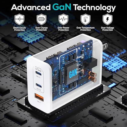 TT&C USB C Charger Block 100W (Total Output), 3-Port GaN PPS Fast Charging Station, Type C Plug Brick Compatible with iPhone 17 16 15 Pro Max, MacBook Air, iPad, Galaxy S26/S25/S24