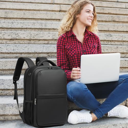 Travel Laptop Backpack, Business Sturdy Laptops Backpack with USB Charging Port, Water Resistant Computer Bag Gift for Men & Women Fits 18.5 Inch Notebook, Black