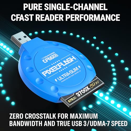 CFast 2.0 Card Reader (Blue) - Memory Card Adapter with USB 3.0, 500Mb/s File Transfer, Ultra-Slim & Anti-Slip Rubber Shell, Compatible with Most Brands & OS - color: Blue, style: CFast Classic