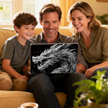 Universal Laptop Skin Sticker Decal for 11.6”12" 13" 13.3" 14" 15" 15.4" 15.6" Reusable Waterproof Scratch-Scratch Resistant Protective Vinyl Laptop Notebook Skin Stickers - Black Dragon - color: Black Dragon