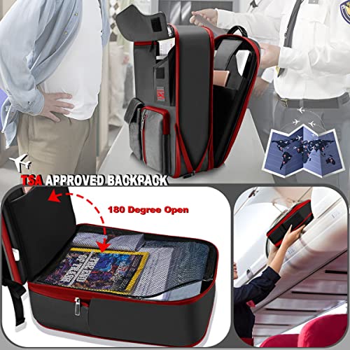 Slim & Expandable Laptop Backpack 15.6 Inch, Computer Rucksack Water Resistant Bag, Anti-Theft Travel Daypack for Men and Women-Black&Red - color: Black&red