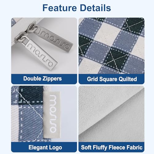 MOSISO 13-14 inch Laptop Case, 13.3 inch Puffy Laptop Sleeve, Blue&Sand Grid