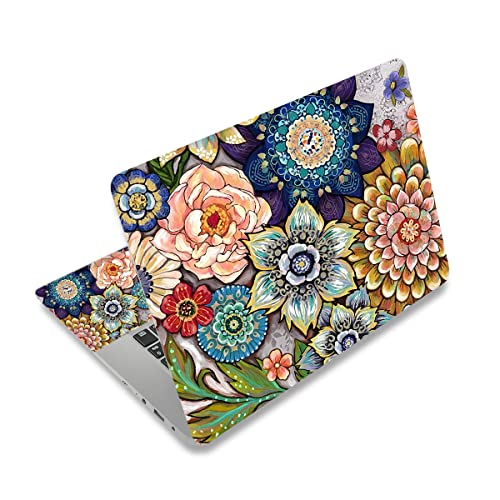 Laptop Vinyl Skin Sticker Cover for 12 13" 13.3" 14" 15" 15.4" 15.6" Laptop | Decal Skin Cover Art Protector Notebook PC (2 Wrist Pad Skins Included), Decorative Waterproof Removable, Colorful Flowers - color: Colorful Flower