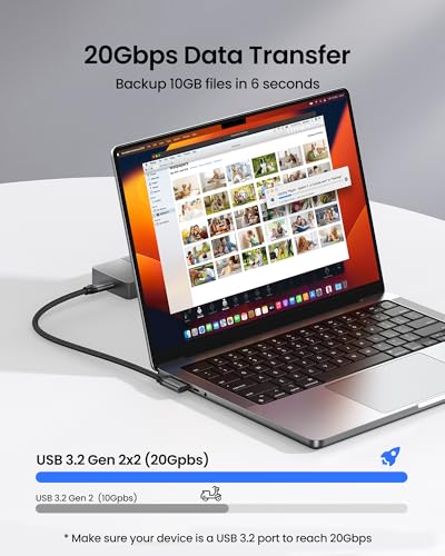Silkland Long USB C Monitor Cable 90 Degree 15FT, 8K@30Hz 5K/4K@60Hz Output | 20Gbps Data Transfer, Right Angle USB C 3.2 Gen 2x2 Cable, 240W PD Charging for iPhone 17,MacBook, Portable Monitor, Carplay - size: 15 Feet