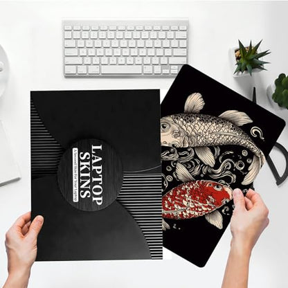 Universal Laptop Skin Sticker with 2 Wrist Pad Skins, Waterproof Scratch Resistant Vinyl Laptop Cover Decal, Cut to Fit for 11–15.6 Inch MacBook HP Dell Lenovo, Koi Fish - color: Koi Fish
