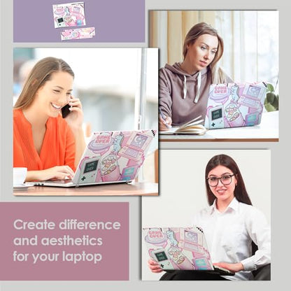 Laptop Skin Decal HP 15.6" - Kawaii Pixel Laptop Cover Sticker No Cutting Required, No Bubble, Waterproof, Scratch Resistant - Including Wide Screen and Wrist Pad - size: 15.6 inch