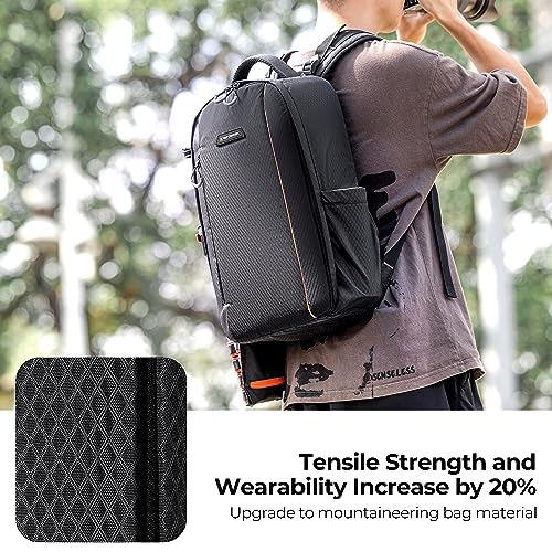K&F CONCEPT Camera Backpack, DSLR/SLR/Mirrorless Photography Camera Bag | 18L Lightweight, 180 Degree Open, Custom Dividers, with 14in Laptop Compartment & Tripod Holder, for Canon/Nikon/Sony, B08 - style: Designer