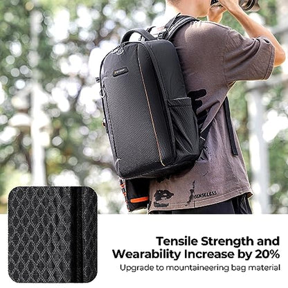 K&F CONCEPT Camera Backpack, DSLR/SLR/Mirrorless Photography Camera Bag | 18L Lightweight, 180 Degree Open, Custom Dividers, with 14in Laptop Compartment & Tripod Holder, for Canon/Nikon/Sony, B08 - style: Designer