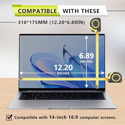 14 Inch Laptop Privacy Screen Filter Compatible with HP/Dell/Acer/Samsung/Lenovo/Toshiba for 16:9 Widescreen Display Laptop Privacy Screen Anti-Blue and Anti-Glare Protector with Webcam Cover | Anti-glare protective film, blue light filtering safety shiel