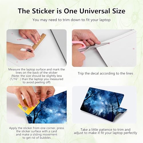 Laptop Skin Sticker Decal, Universal Reusable Vinyl Laptop Cover for 12" 13" 13.3" 14" 15" 15.4" 15.6" Notebook PC, Reusable Waterproof Scratch-Resistant with 2 Wrist Pads,Art Galaxy Forest - color: Art Galaxy Forest