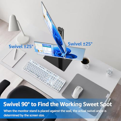 MOUNTUP Vertical Dual Monitor Stand, Stack Two Screens up to 32 inches,33 Lbs, Free-Standing Monitor Desk Mount, Monitor Riser with Swivel, Tilt, Height Adjustable, VESA Stand 100 x 100mm, 75 x 75mm - size: Dual