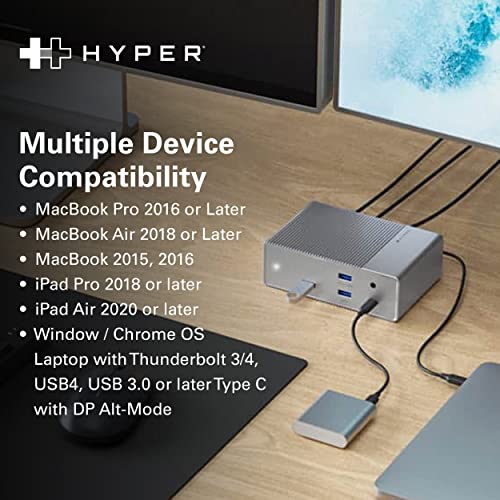 HyperDrive USB-C & Thunderbolt 4 GEN2 14-in-1 Dock for MacBook Pro/Air, iPad, PC - High-Speed Thunderbolt Docking Station - 40Gbps, Gigabit Ethernet, 85W PD - style: 14-in-1