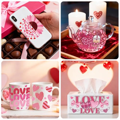 Valentine's Love UV DTF Cup Wraps, 10 Sheets Transfer Sticker | Waterproof UV DTF Stickers, Custom Vinyl Decals for 16oz Coffee Cups Tumblers Bottles Mugs, DIY Gifts & Crafts - style: Valentine's Love