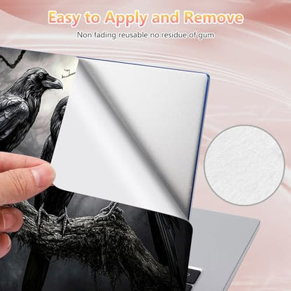 Laptop Skin Sticker Decal 12" 13" 13.3" 14" 15" 15.6",Waterproof Scratch Resistant Vinyl,Reusable Easy to Apply,for MacBook HP Dell Notebooks Netbooks Laptop,2 Wrist Pads,Black Crow Tree - color: Black Crow Tree