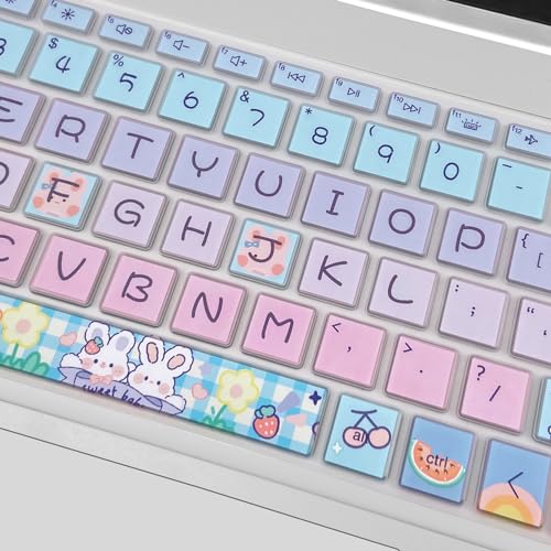 Keyboard Cover for 15.6 HP Laptop 15-fc 15-fd 15t-fd 15z-fc Series, HP Pavilion 15-eg 15t-eg 15-eh 15-er, 17z-ca 17-cn 17-cp 17z-cp Series, Cute Bunny - color: Cute Bunny