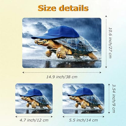 Universal Laptop Skin Sticker with 2 Wrist Pad Decals, 3-Piece Removable Vinyl Laptop Cover, Turtle Blue Hat Waterproof Anti-Scratch, Easy-Trim Fit for 13.3" 14" 15.6" Laptops - color: Turtle Blue Hat