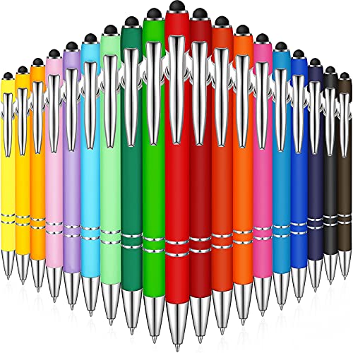 Zonon 38 Pieces Rubberized Ballpoint Pen with Stylus Tip Stylish Metal Pen Capacitive Styli with Soft Rubberized Grip, Black Ink for Most Devices(Assorted Colors) - color: Assorted Colors