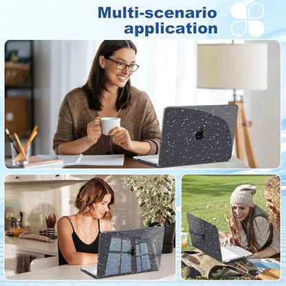 for MacBook Neo 13 inch Case 2026, Ultra-Thin Sparkly Black Star Hard Shell Case with Keyboard Cover & Screen Protector for MacBook Neo 13 A3404, Glitter Black - color: Glitter Black