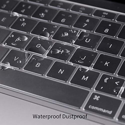 CaseBuy Premium Ultra Thin Keyboard Cover for 2019 2018 Release MacBook Air 13 Inch A1932 with Touch ID Soft-Touch TPU Keyboard Protective Skin - color: Clear, size: MacBook Air 13"(2019-2018)