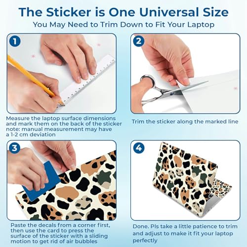 Reusable Universal Laptop Skin Sticker, Cut to Fit for 11.6–15.6 Inch Laptops, Waterproof Protective Film, No-Residue - Leopard Print - color: Leopard Print