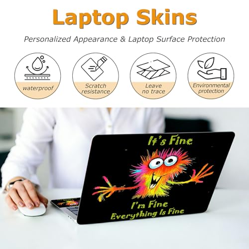 Universal Laptop Skin Sticker with 2 Wrist Pad Decals, 3-Piece Removable Vinyl Laptop Cover, Cute Monster Waterproof Anti-Scratch, Easy-Trim Fit for 13.3" 14" 15.6" Laptops - color: Cute Monster