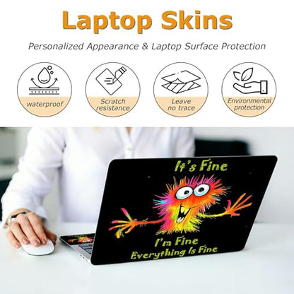Universal Laptop Skin Sticker with 2 Wrist Pad Decals, 3-Piece Removable Vinyl Laptop Cover, Cute Monster Waterproof Anti-Scratch, Easy-Trim Fit for 13.3" 14" 15.6" Laptops - color: Cute Monster