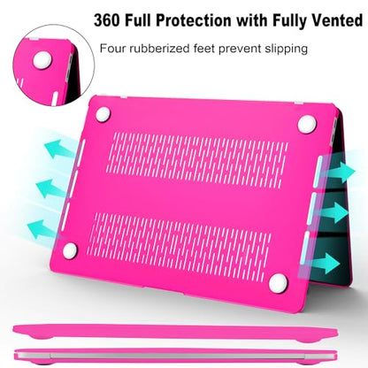 B BELK for MacBook Air 13.3 inch Case Model A2337 A2179 A1932 Bright Rose | MacBook Air Case 2021 2020 2019 2018 M1 Chip Touch ID, Plastic Laptop Hard Shell + 2 Keyboard Covers + Screen Protector - color: Bright Rose