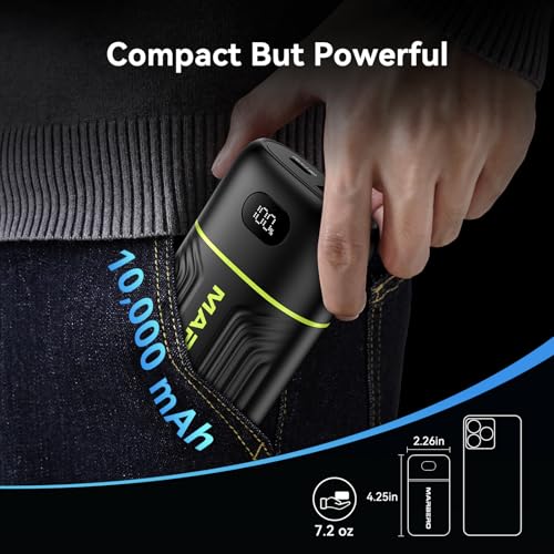 MARBERO Portable Charger 10000mAh Mini Power Bank USB C in&out Fast Charging Battery Pack Compact External Phone Powerbank Compatible with iPhone 16 15 14 13 12 Samsung S22 S21 Google AirPods iPad etc - color: Black