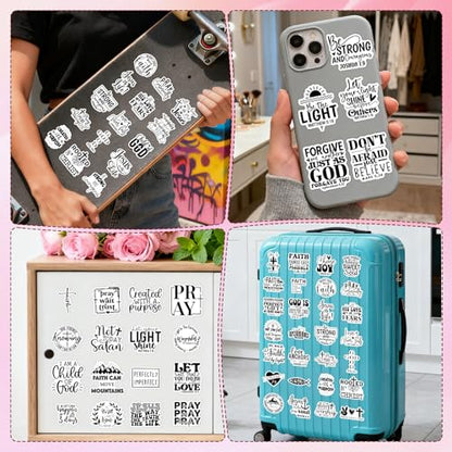 Bible Verse Religious Stickers - 100 Pcs Christian Water Bottle Stickers, Motivational Waterproof Scrapbook Sticker, Vinyl Decals for Luggage Laptop Journal - style: Bible