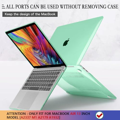 CISSOOK for MacBook Air 13 Inch Case 2021-2018 Release,Plastic Hard Shell Case with Keyboard Cover and Screen Protector for MacBook Air 13 A2337 M1 A2179 A1932 Model with Touch ID - Crystal Green - color: Air13inch-Crystal Green