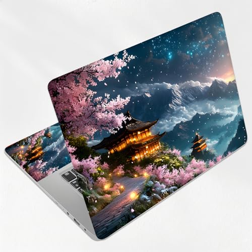 Mountain Pagoda Sunset Universal Laptop Skin Sticker 3PCS, Protective Decal Trim-to-Fit 11.6" 13.3" 14" 15.6" Laptop Vinyl Cover, Removable Anti-Scratch Computer Decal Protector - color: Mountain Pagoda Sunset