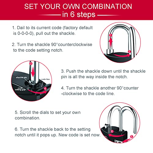ZHEGE Luggage Lock, TSA Approved Travel Lock, 30In Flexible Cable (Black) | 4 Digit Combination Padlock for Suitcase, Backpack, Cabinet, Drawer - color: Black1-Cable, size: 4 Digit Padlock