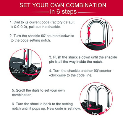 ZHEGE Luggage Lock, TSA Approved Travel Lock, 30In Flexible Cable (Black) | 4 Digit Combination Padlock for Suitcase, Backpack, Cabinet, Drawer - color: Black1-Cable, size: 4 Digit Padlock