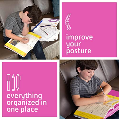 MAVOCRAFT Foldable Kids Lap Tray with Storage - Portable Lap Desk Kids & Adults - Kids Lap Desk for Breakfast in Bed, Serving Tray, Car Desk & Gaming (Pink) - color: Pink