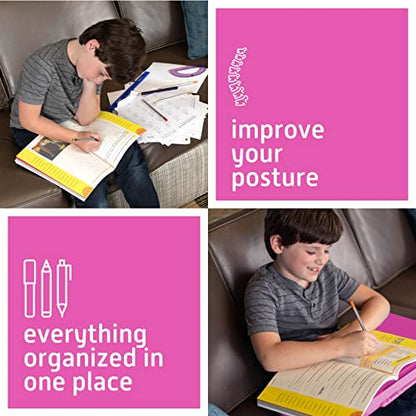 MAVOCRAFT Foldable Kids Lap Tray with Storage - Portable Lap Desk Kids & Adults - Kids Lap Desk for Breakfast in Bed, Serving Tray, Car Desk & Gaming (Pink) - color: Pink