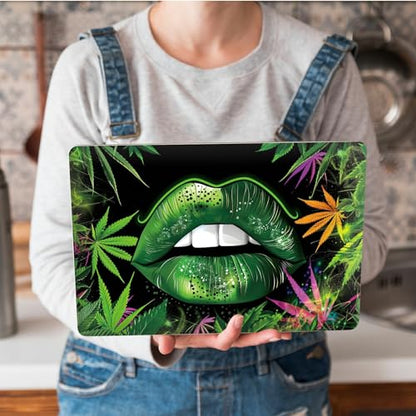 Universal Laptop Skin Sticker with 2 Wrist Pad Skins, Waterproof Scratch Resistant Vinyl Laptop Cover Decal, Cut to Fit for 11–15.6 Inch MacBook HP Dell Lenovo, Green Lip Weeds - color: Green Lip Weeds