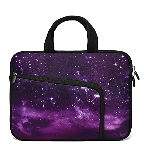11 11.6 12 12.1 12.5 inches Laptop Sleeve Chromebook Case Ultrabook Case Notebook Sleeve PC Messenger Bag Tablet Case Neoprene Handle Sleeve for Adult Men Women, Two Pockets (Purple Galaxy) - color: Purple Galaxy, size: For 11" 11.6" 12" 12.1" 12.5 Inch