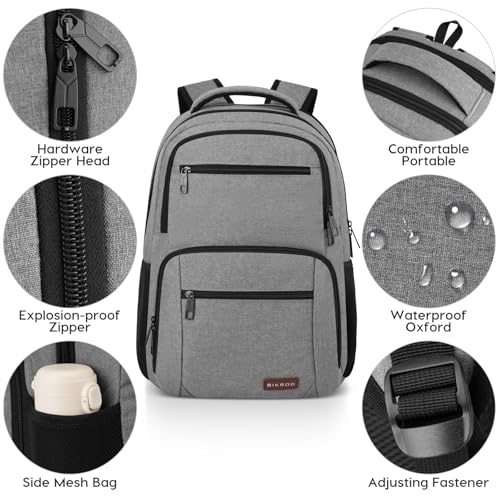 BIKROD Backpack for Men, TSA Travel Backpack, College Backpacks Water Resistant Back Pack, Business Anti Theft Durable Computer Bag Gifts Fits 15.6 Inch Laptop, Grey - color: Grey, size: 15.6 Inch