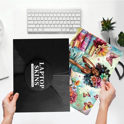 Universal Laptop Skin Sticker with 2 Wrist Pad Skins, Waterproof Scratch Resistant Vinyl Laptop Cover Decal, Cut to Fit for 11–15.6 Inch MacBook HP Dell Lenovo, Butterfly Girl - color: Butterfly Girl