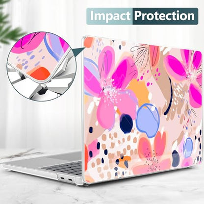 Batianda Case for Microsoft Surface Laptop 13 inch 2025 2026, Pink Stamens | Fits Model 2095, Artistic Patterns Ultra-Slim Lightweight Scratch-Resistant Hard Shell with Professional Protection - color: Pink stamens
